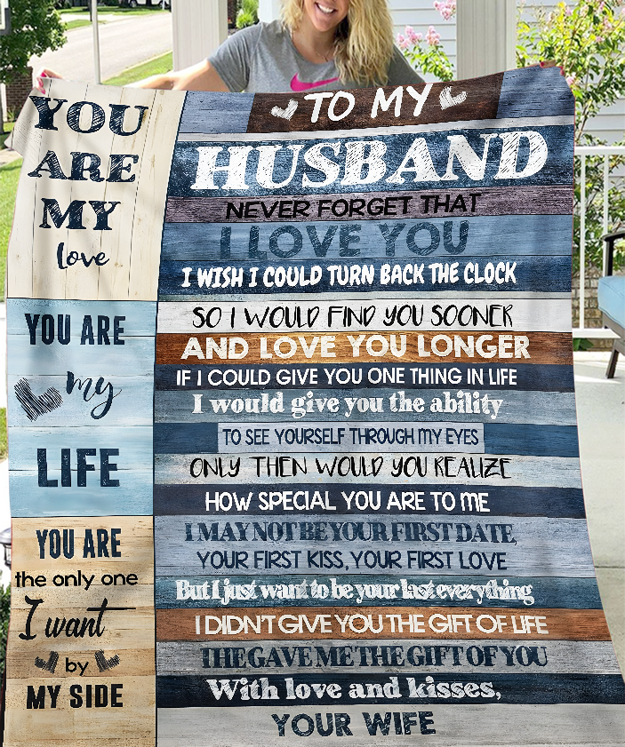 To My Husband Gift Blanket – From Wife With A Heart Full Of Love