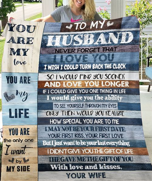 To My Husband Gift Blanket – From Wife With A Heart Full Of Love