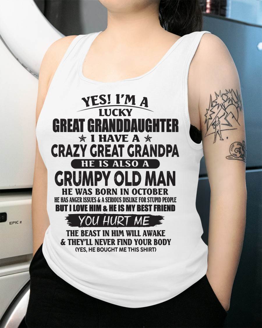 OCTOBER - LUCKY GREAT GRANDDAUGHTER OF CRAZY GREAT GRANDPA - PERFECT GIFT FROM GREAT GRANDPA - ntnt10 (SKU12-287-10)