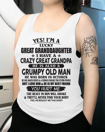 OCTOBER - LUCKY GREAT GRANDDAUGHTER OF CRAZY GREAT GRANDPA - PERFECT GIFT FROM GREAT GRANDPA - ntnt10 (SKU12-287-10)