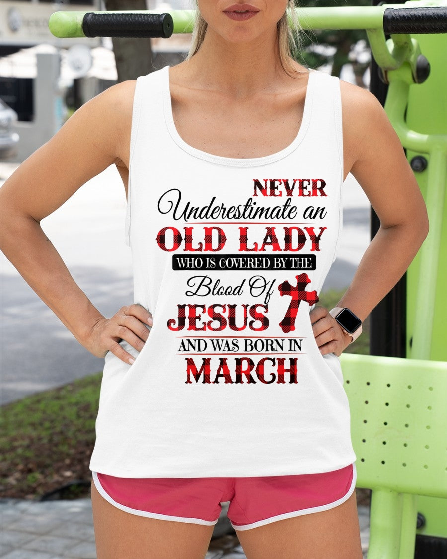 March Old Lady Covered By The Blood Of Jesus Shirt - FROM GIRL - NTNT03 - (SKU2605-69-03)