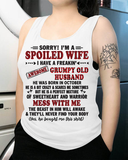 OCTOBER - SPOILED WIFE OF AWESOME GRUMPY OLD HUSBAND - PERFECT GIFT FROM HUSBAND - ntnt10 (SKU12-111-10)