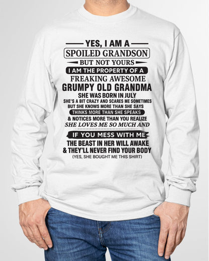 Yes I’m A Stubborn Grandson T-Shirt – Birthday Gift From July Grandma / Woman - ntnt07 (SKU10-171-07)