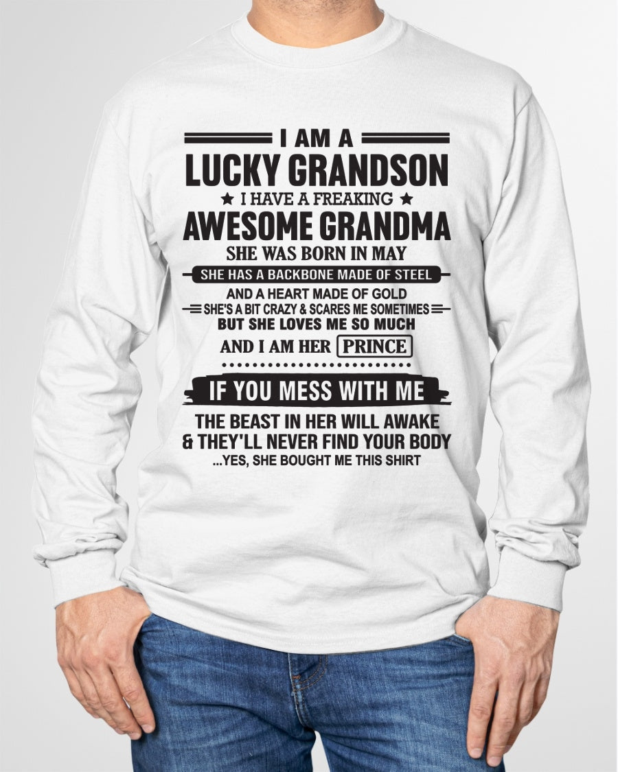 I Am A Lucky Grandson T-Shirt – Birthday Gift From May Grandma / Woman - ntnt05 (SKU11-29-05)
