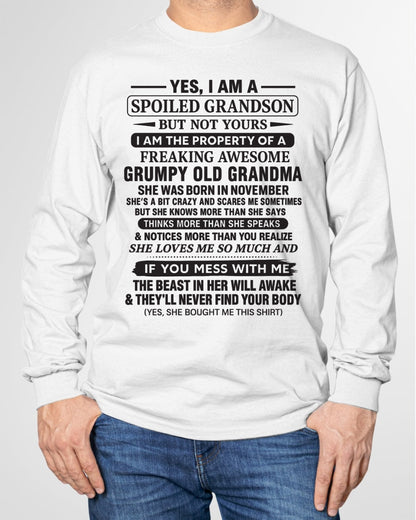 Yes I’m A Stubborn Grandson T-Shirt – Birthday Gift From November Grandma / Woman - ntnt11 (SKU10-171-11)