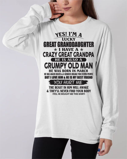 MARCH - LUCKY GREAT GRANDDAUGHTER OF CRAZY GREAT GRANDPA - PERFECT GIFT FROM GREAT GRANDPA - ntnt03 (SKU12-287-03)