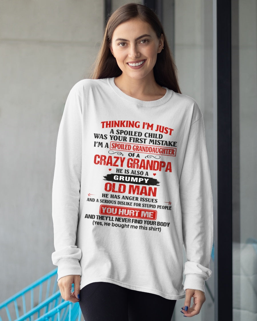 Spoiled Granddaughter of a Crazy Grandpa Shirt – Birthday Gift from Grandpa / Man - ntnt00 (SKU12-200-00)