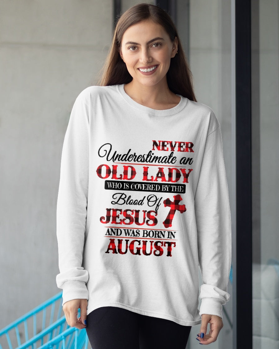August Old Lady Covered By The Blood Of Jesus Shirt - FROM GIRL - NTNT08 - (SKU2605-69-08)
