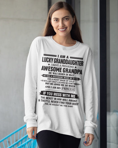 I Am A Lucky Granddaughter T-Shirt – Birthday Gift From May Grandpa / Man - ntnt05 (SKU11-122-05)