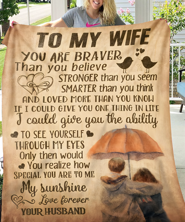 To My Wife Gift Blanket – Wrapped With Love From Your Husband (SKU26B-01153)