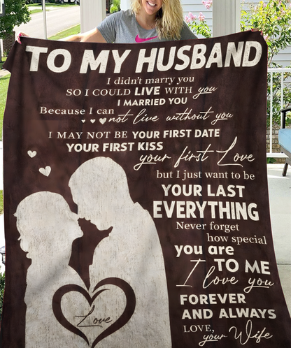 To My Husband Gift Blanket – From Wife With All My Heart