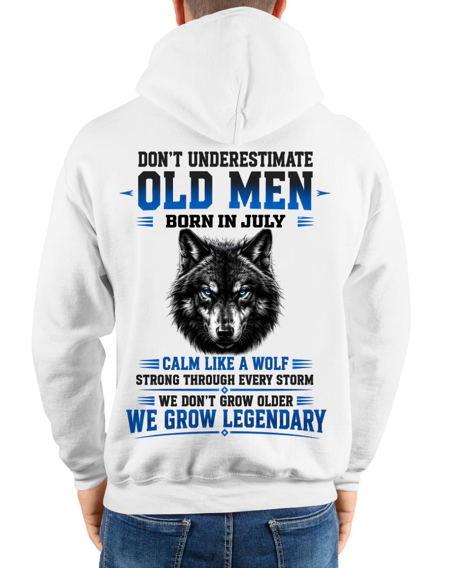 July Old Men Wolf Shirt – Calm Like a Wolf, We Grow Legendary T-Shirt - From Boy - NTNT07 - (SKU2608-574-07)