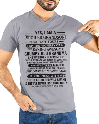 Yes I’m A Stubborn Grandson T-Shirt – Birthday Gift From December Grandma / Woman - ntnt12 (SKU10-171-12)