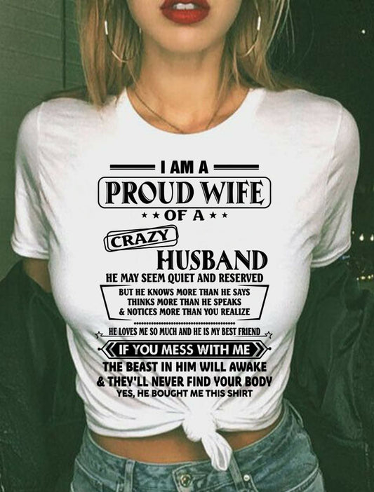 Proud Wife Of A Crazy Husband Shirt – Funny Husband Gift From Wife – From Husband – NTNT00 – (SKU2610-128-00)