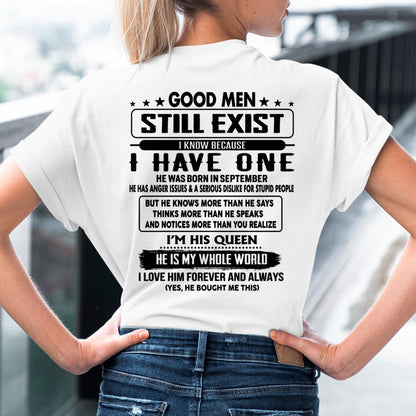 September - Good men Still Exist - gift for your girlfriend, wife from Husband - ntnt09 (SKU-GMSAU-09)