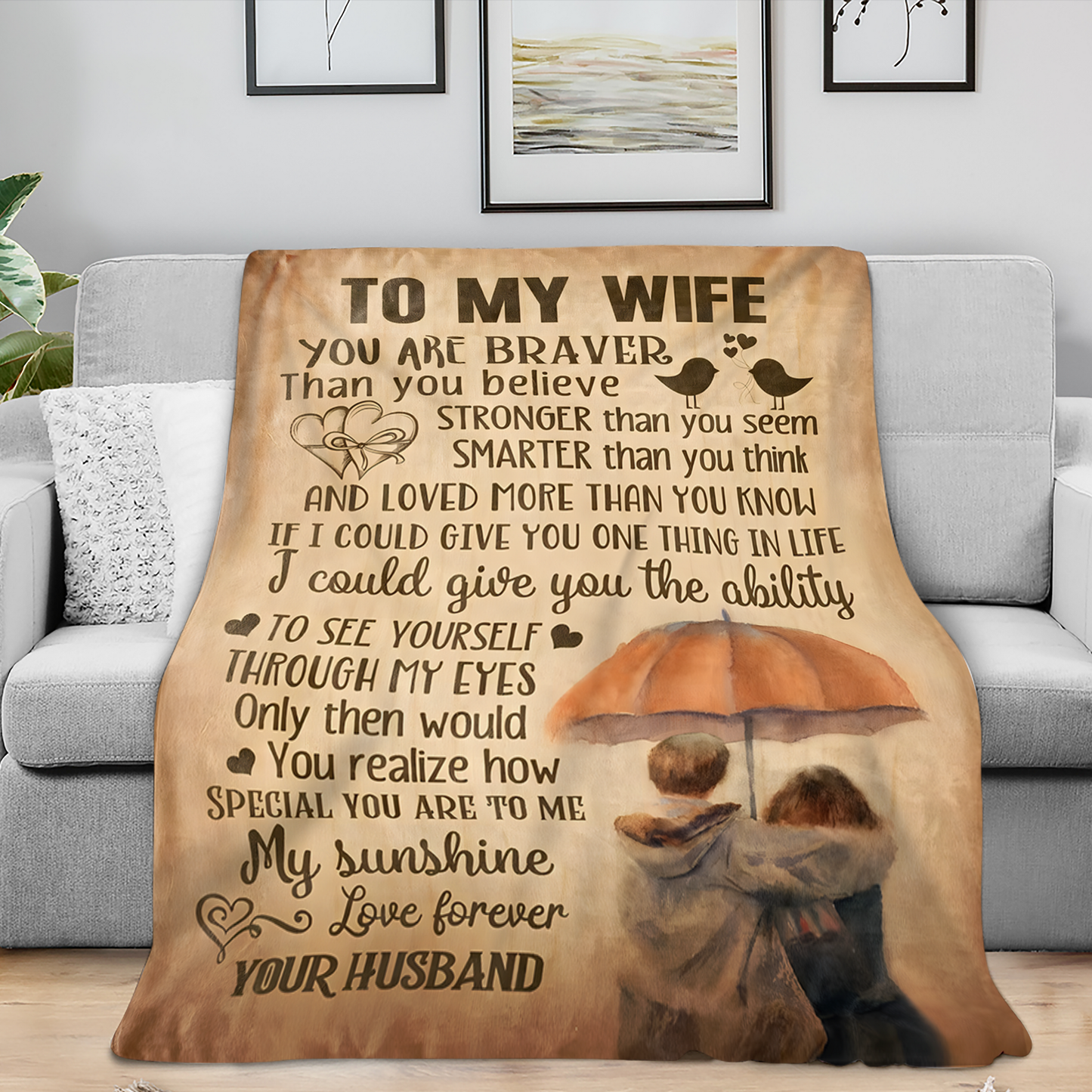 To My Wife Gift Blanket – Wrapped With Love From Your Husband (SKU26B-01153)