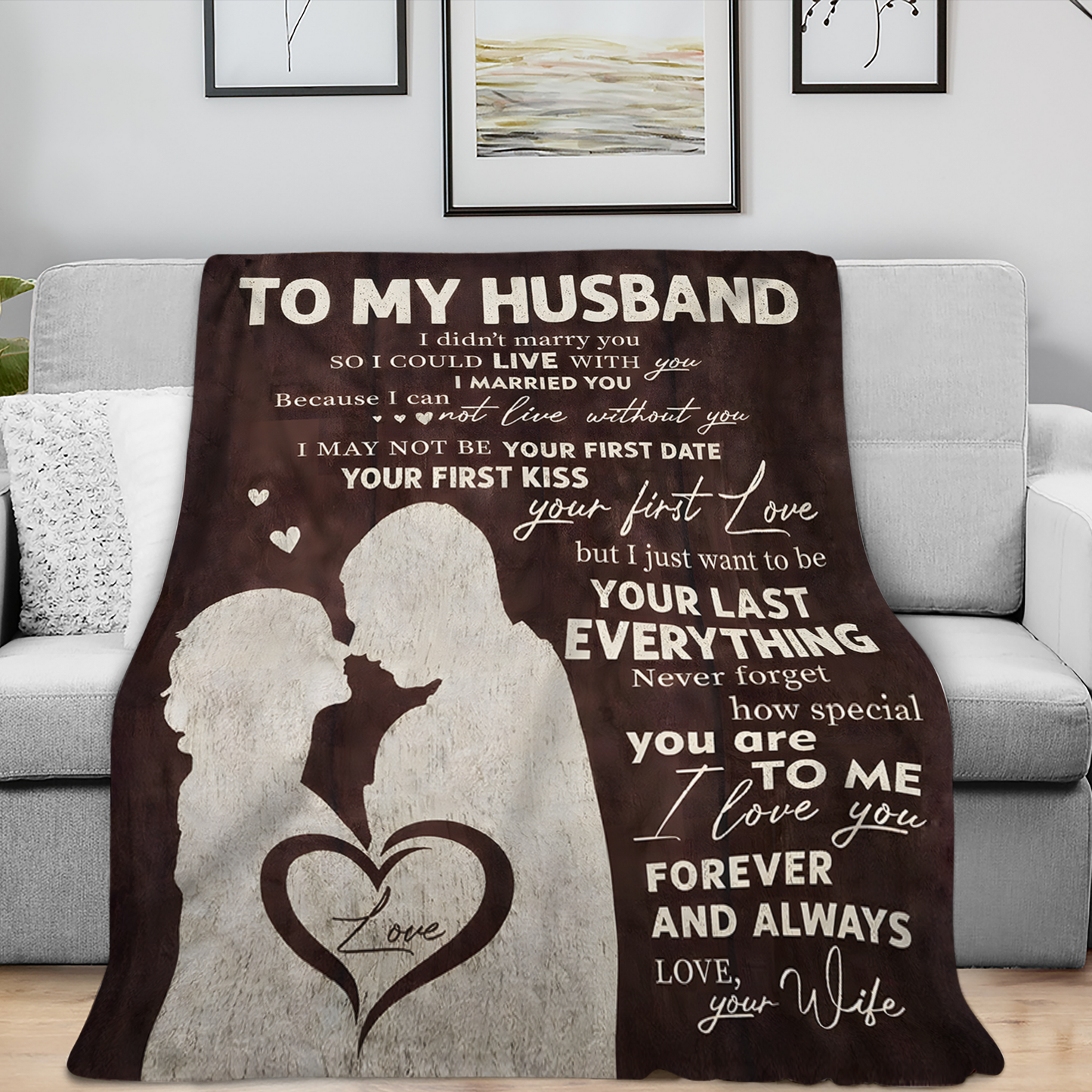To My Husband Gift Blanket – From Wife With All My Heart