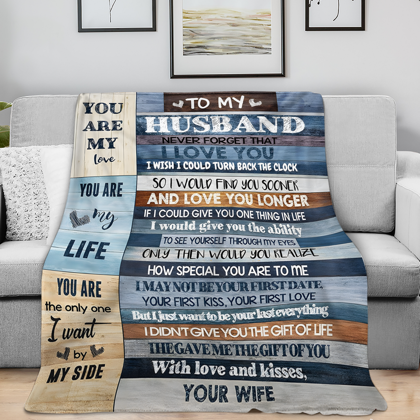 To My Husband Gift Blanket – From Wife With A Heart Full Of Love