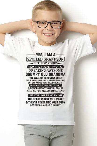 Yes I’m A Stubborn Grandson T-Shirt – Birthday Gift From November Grandma / Woman - ntnt11 (SKU10-171-11)