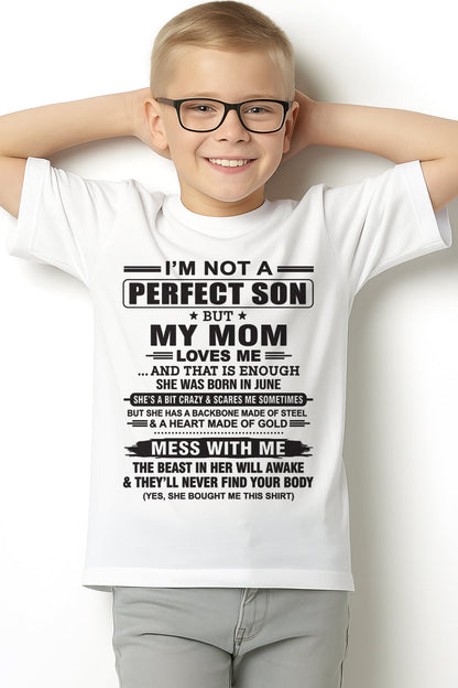 June - "I'M NOT A PERFECT SON BUT MY MOM LOVES ME" - Birthday Gift From June Mom / Woman - ntnt06 (SKU10-147-06)