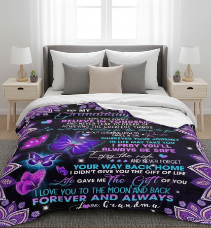 To My Granddaughter Blanket – A Warm Embrace from Your Grandma (SKU26B-01-58)