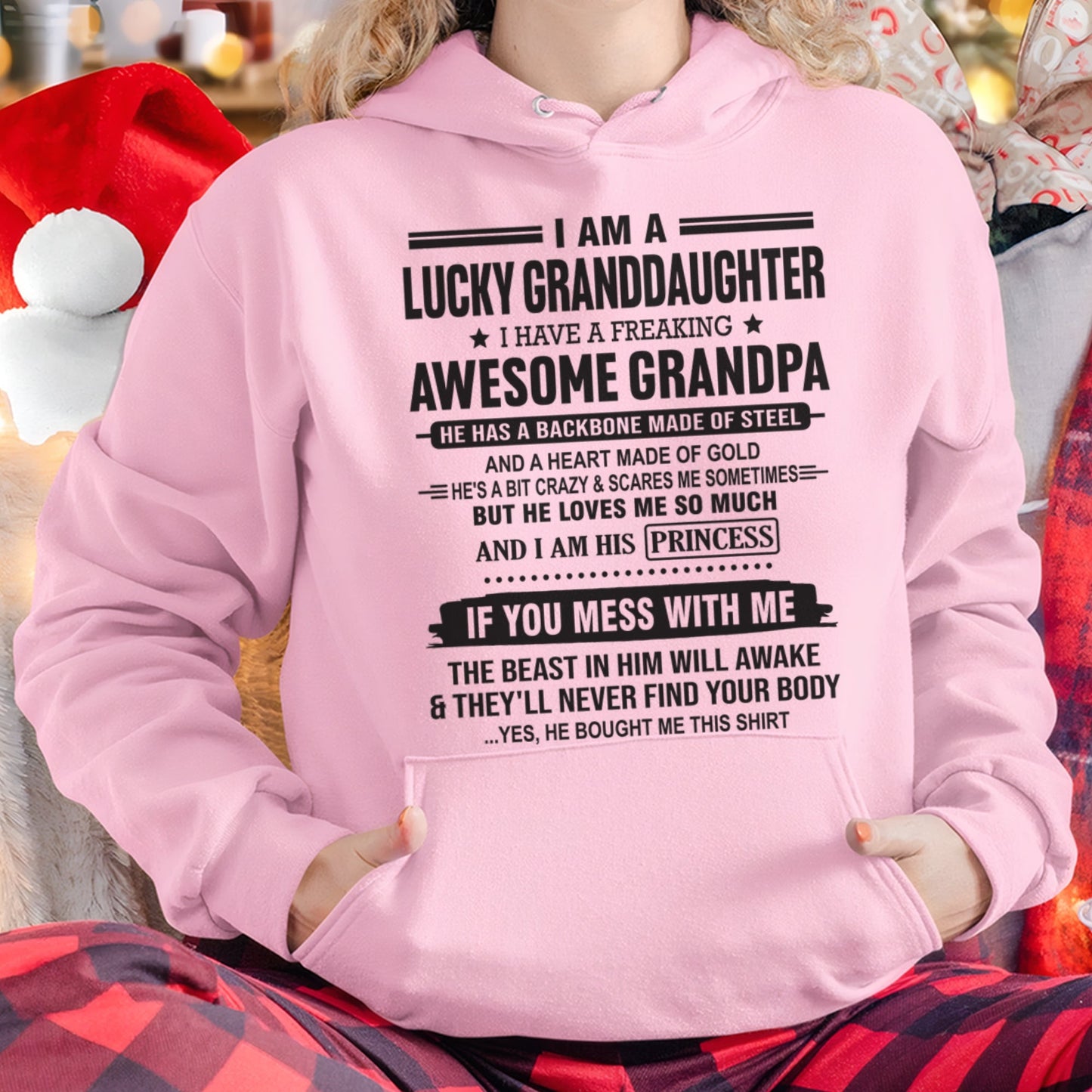 I Am A Lucky Granddaughter T-Shirt – Birthday Gift From Grandpa / Man - ntnt00 (SKU11-122-00)