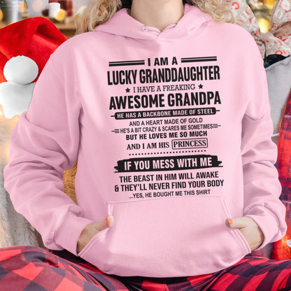 I Am A Lucky Granddaughter T-Shirt – Birthday Gift From Grandpa / Man - ntnt00 (SKU11-122-00)