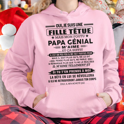 Oui, je suis une fille têtue – T-shirt | Cadeau d’anniversaire de papa pour sa fille - ntnt00 / fr00 (SKU12-197)