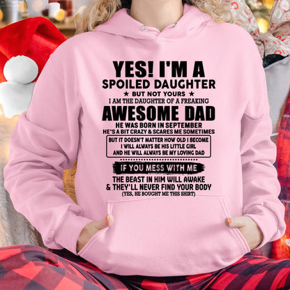 September - I'm Spoiled Daughter - Gift for Daughter from Dad - ntnt09 (SKU-TDD1206-09)