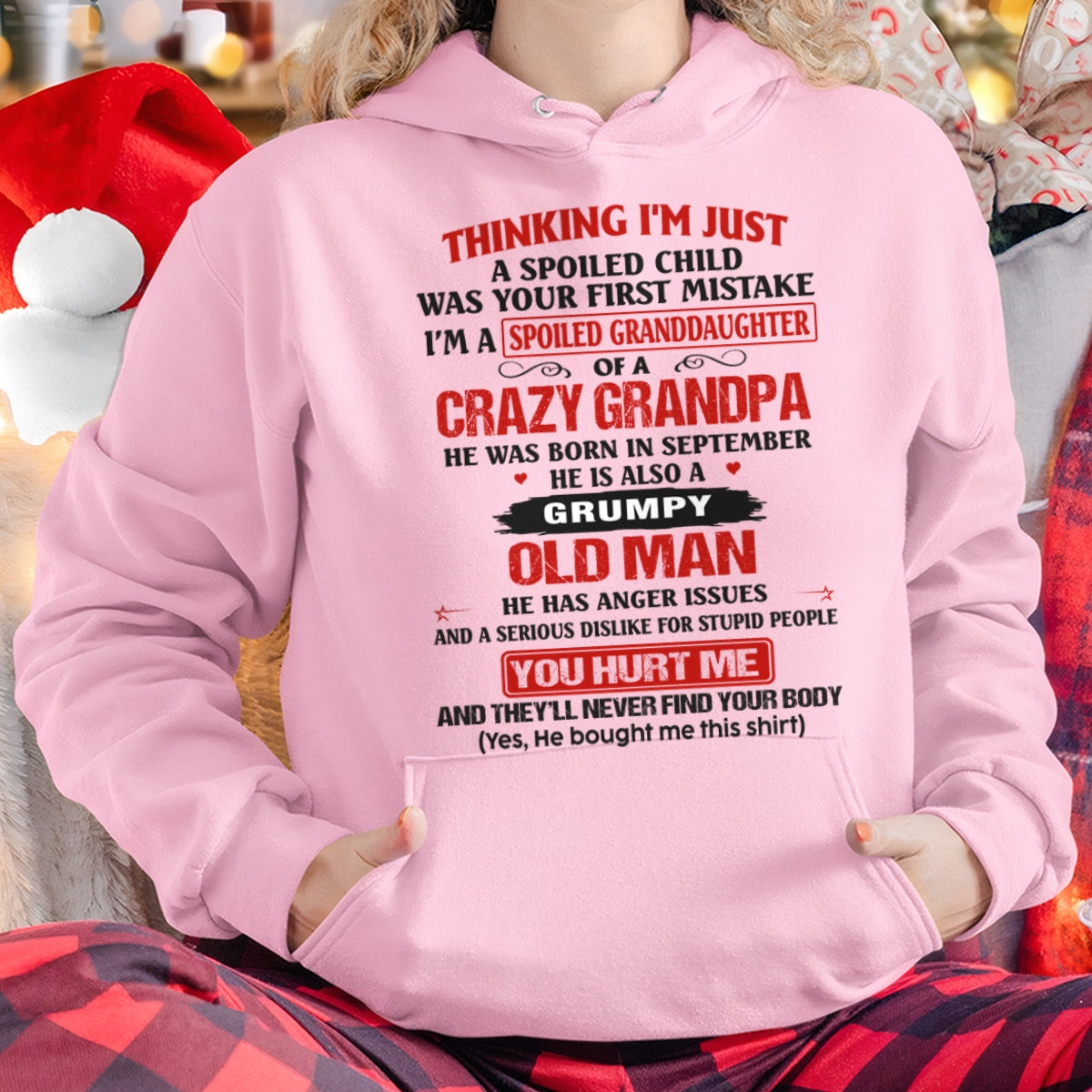 Spoiled Granddaughter of a Crazy Grandpa Shirt – Birthday Gift from September Grandpa / Man - ntnt09 (SKU12-200-09)