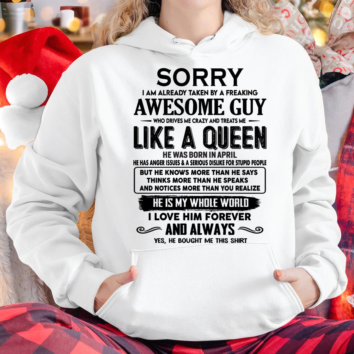 April - Sorry I am already taken by a freaking awesome guy - Gift for Wife From Husband - ntnt04 (SKU-SRG-04)