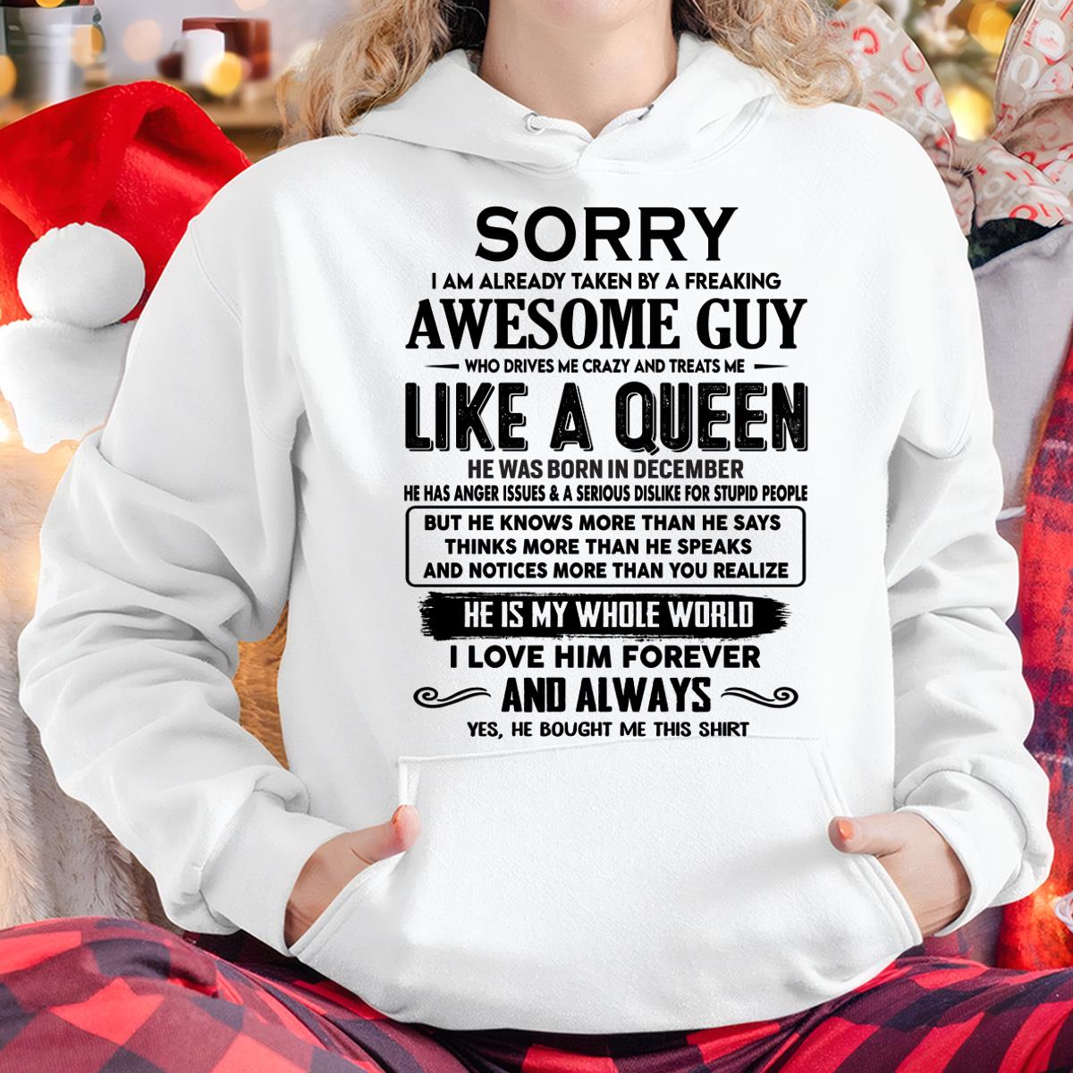 December - Sorry I am already taken by a freaking awesome guy - Gift for Wife From Husband - ntnt12 (SKU-SRG-12)