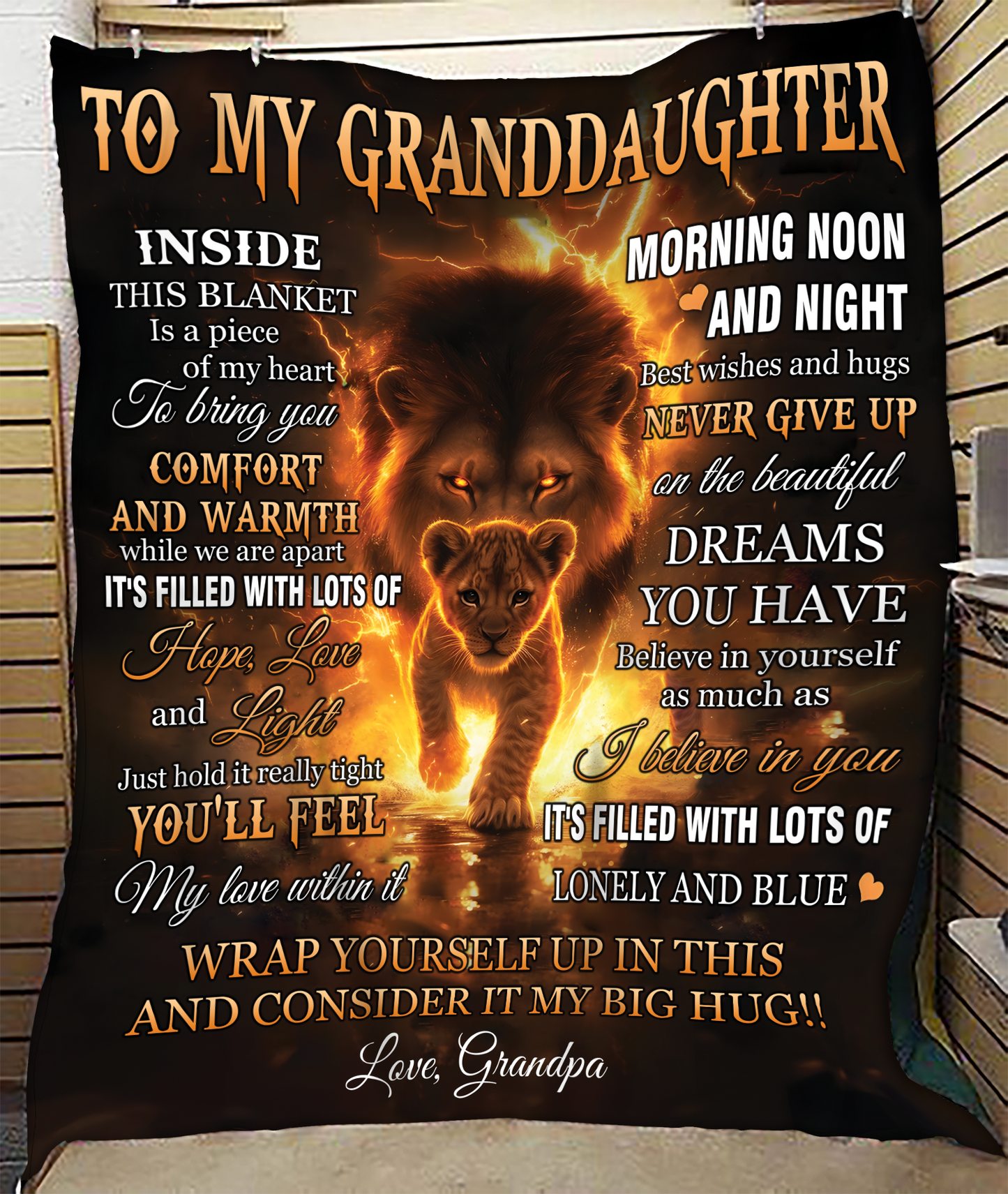 To My Granddaughter Blanket – Wrapped In Love From Grandpa (SKUB12-87)