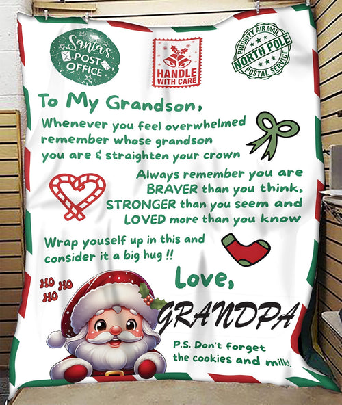 BLANKET FOR GRANDSON – COMFORT & WARMTH GIFT FROM GRANDPA  Sherpa Fleece Quilt Blanket  (SKUB10-182)
