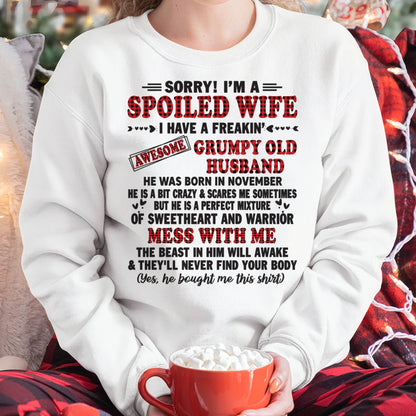 NOVEMBER - SPOILED WIFE OF AWESOME GRUMPY OLD HUSBAND - PERFECT GIFT FROM HUSBAND - ntnt11 (SKU12-111-11)