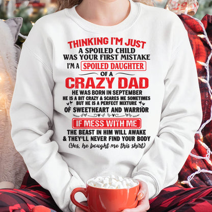 September - Spoiled Daughter of a Crazy Dad - Perfect Gift From Dad - ntnt09 (SKU12-04-09)