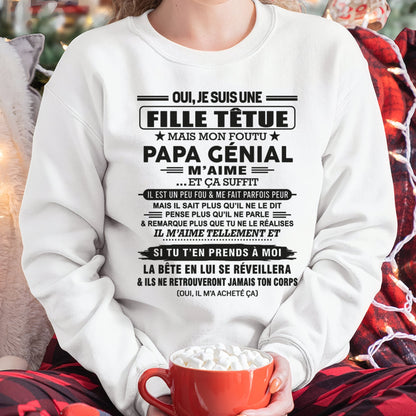 Oui, je suis une fille têtue – T-shirt | Cadeau d’anniversaire de papa pour sa fille - ntnt00 / fr00 (SKU12-197)