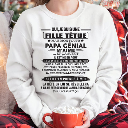 AOÛT - Oui, je suis une fille têtue – T-shirt | Cadeau d’anniversaire de papa pour sa fille - ntnt08 / fr08 (SKU12-214-08)