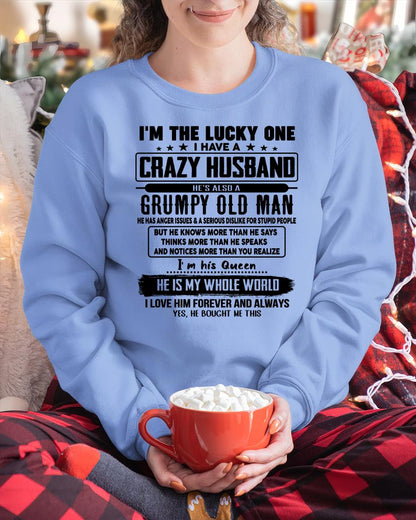 I am Lucky One I Have A Crazy Husband - Gift for Wife From Husband - ntnt00 (SKUT-LUCKYONE-00)