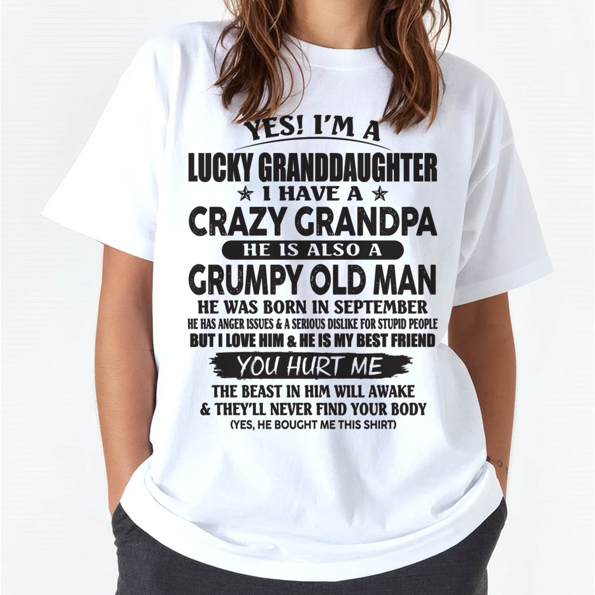 SEPTEMBER - LUCKY GRANDDAUGHTER OF CRAZY GRANDPA - PERFECT GIFT FOR YOUR GRANDDAUGHTER FROM GRANDPA - ntnt09 (SKU10-150-09)