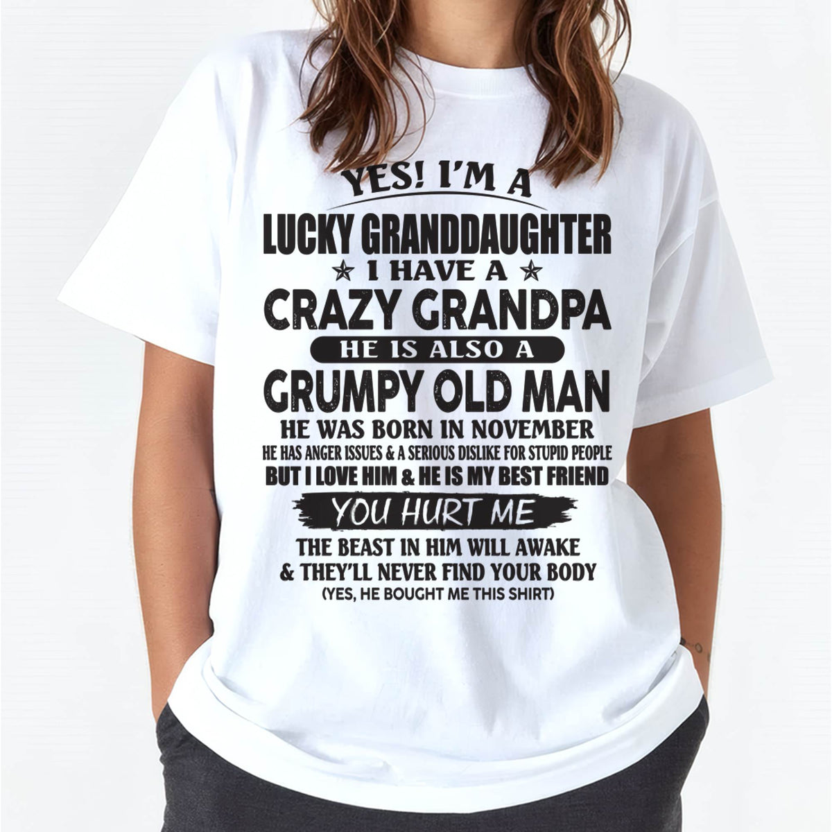 NOVEMBER - LUCKY GRANDDAUGHTER OF CRAZY GRANDPA - PERFECT GIFT FOR YOUR GRANDDAUGHTER FROM GRANDPA - ntnt11 (SKU10-150-11)