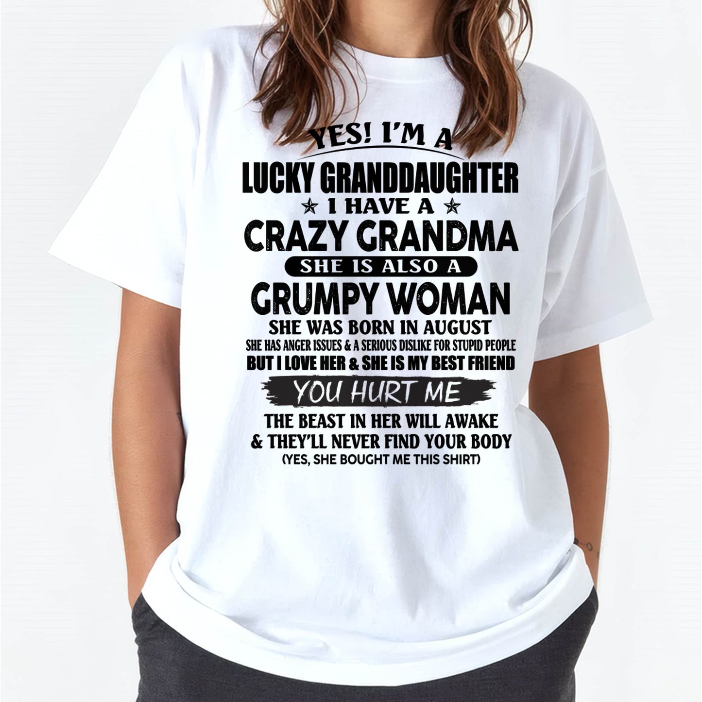 AUGUST - LUCKY GRANDDAUGHTER OF CRAZY GRANDMA - PERFECT GIFT FROM GRANDMA - ntnt08 (SKU12-146-08)