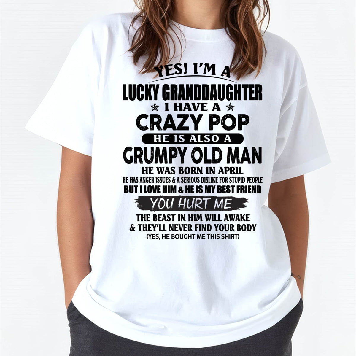 APRIL - LUCKY GRANDDAUGHTER OF CRAZY POP - PERFECT GIFT FOR YOUR GRANDDAUGHTER FROM POP - ntnt04 (SKU12-39-04)