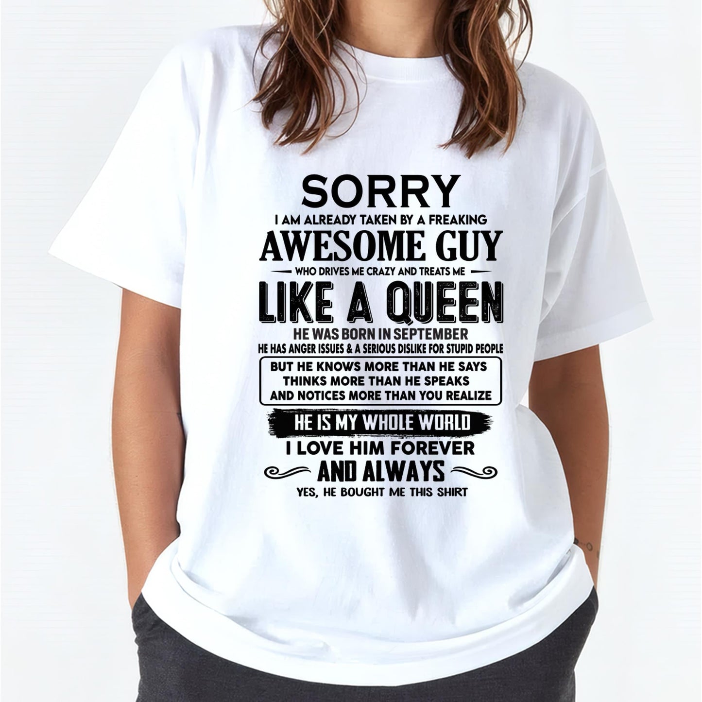 September - Sorry I am already taken by a freaking awesome guy - Gift for Wife From Husband - ntnt09 (SKU-SRG-09)