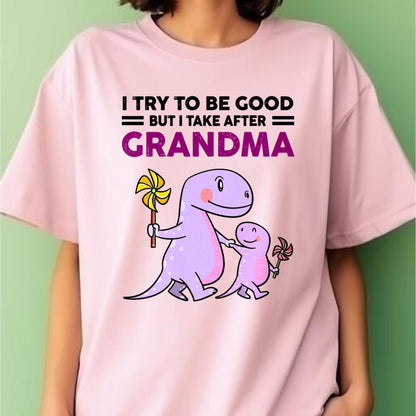 TRY TO BE GOOD BUT I TAKE AFTER GRANDMA- For granddaughter T shirt ntnt00 (SKU07-87)