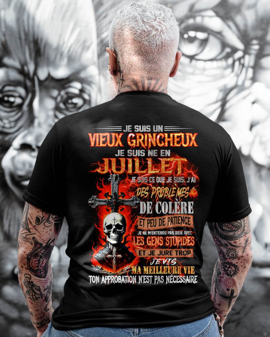 Je Suis Un Vieux Grincheux Né en Juillet – T-Shirt Homme Fort Caractère - ntnt07 (SKU26T-01141-07)
