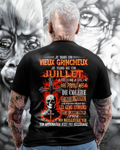 Je Suis Un Vieux Grincheux Né en Juillet – T-Shirt Homme Fort Caractère - ntnt07 (SKU26T-01141-07)