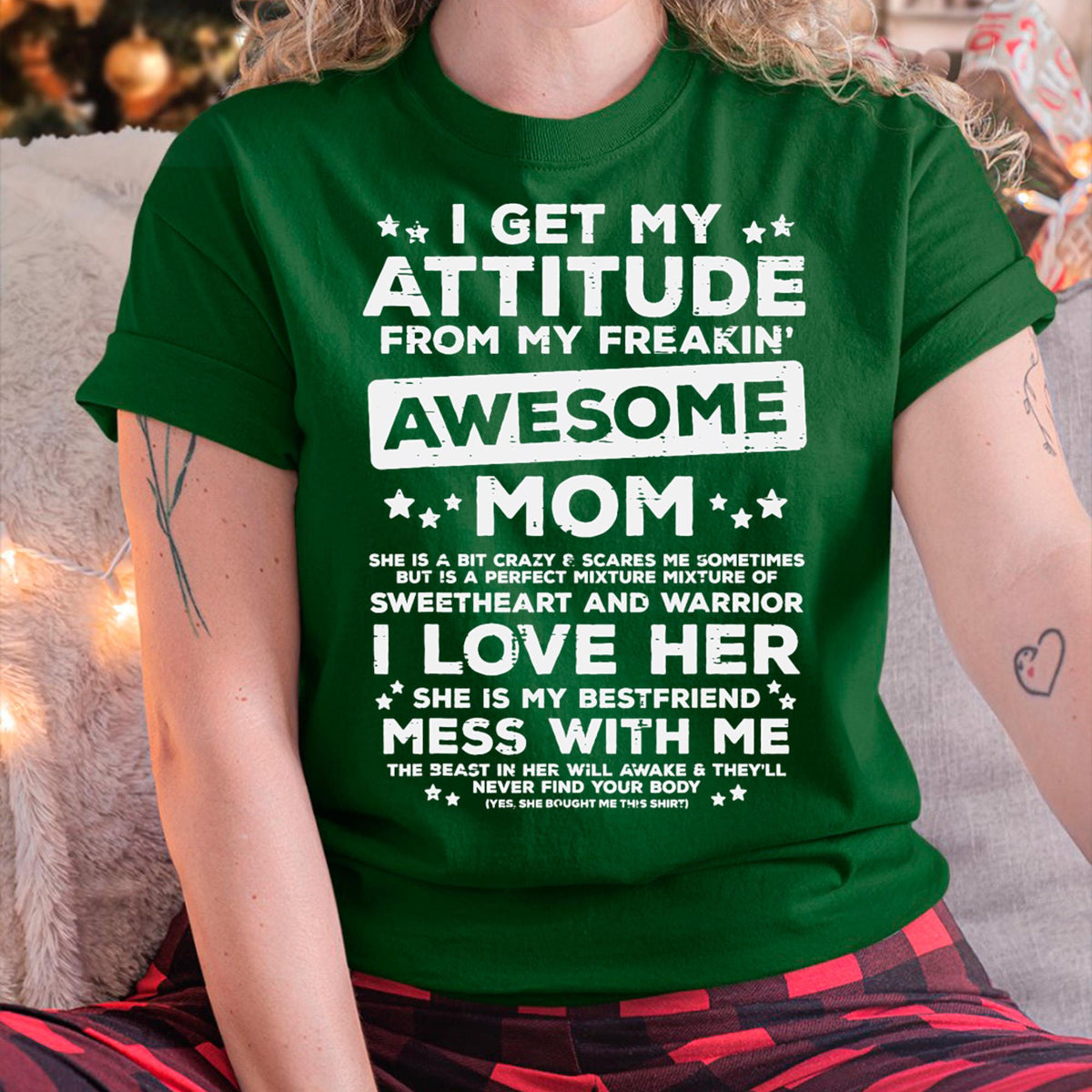 Got My Attitude From Awesome Mom Mothers Day Daughter Son T-Shirt - Gift for Daughter and Son From Mom - ntnt00