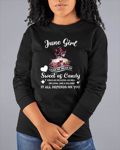 June Girl T-Shirt – Sweet As Candy, Cold As Ice - Birthday Gift for Women - ntnt06 (SKU26T-01-38-06)