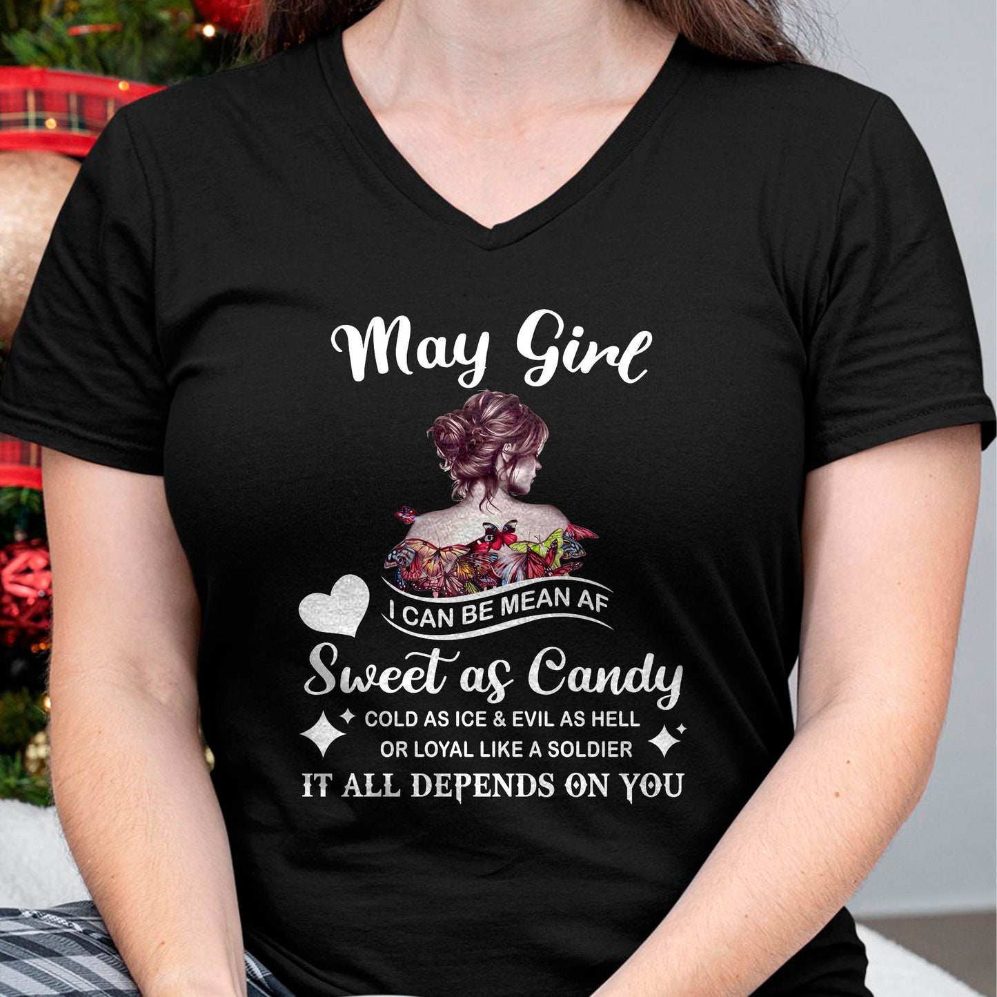 May Girl T-Shirt – Sweet As Candy, Cold As Ice - Birthday Gift for Women - ntnt05 (SKU26T-01-38-05)